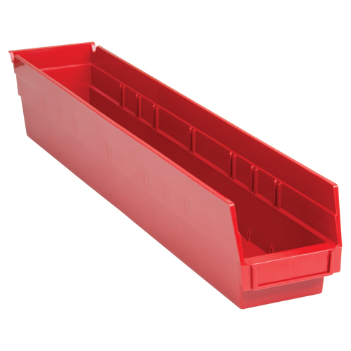 Bacs de rangement pour tablettes, 4-1/8" la x 4" H x 23-5/8" p, Rouge, Capacit&eacute; 50 lb Distribution Industrielle GC