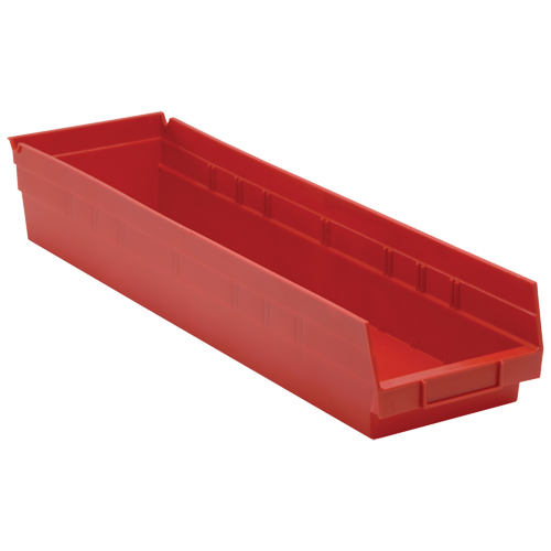 Bacs de rangement pour tablettes, 6-5/8" la x 4" H x 23-5/8" p, Rouge, Capacit&eacute; 50 lb Distribution Industrielle GC