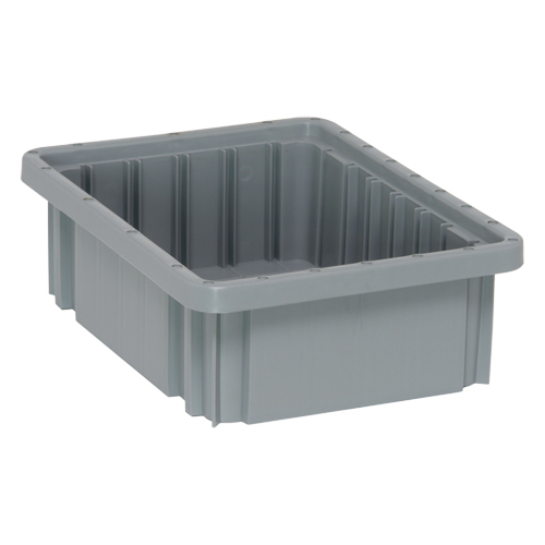 Divider Box&reg; Containers, Plastic, 10.9" W x 8.3" D x 3.5" H, Grey Distribution Industrielle GC