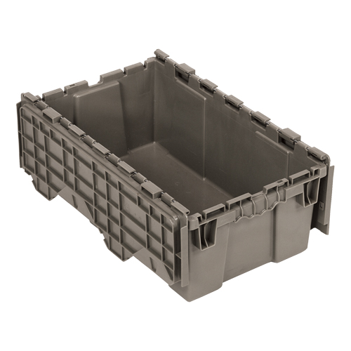 Bac de distribution avec couvercle &agrave; charni&egrave;res, 11-9/16" x 19-5/8' x 7-1/2", Gris Distribution Industrielle GC