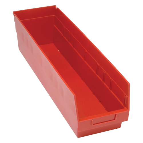 Bacs en plastique pour &eacute;tag&egrave;res Store More, 6-5/8" la x 6" H x 23-5/8" p, Rouge, Capacit&eacute; 90 lb Distribution Industrielle GC