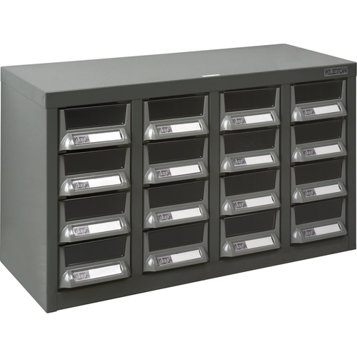 Casiers pour pi&egrave;ces KPC-400, Acier galvanis&eacute;, 16 tiroirs, 23-1/10" x 8-7/10" x 13-4/5", Gris Distribution Industrielle GC