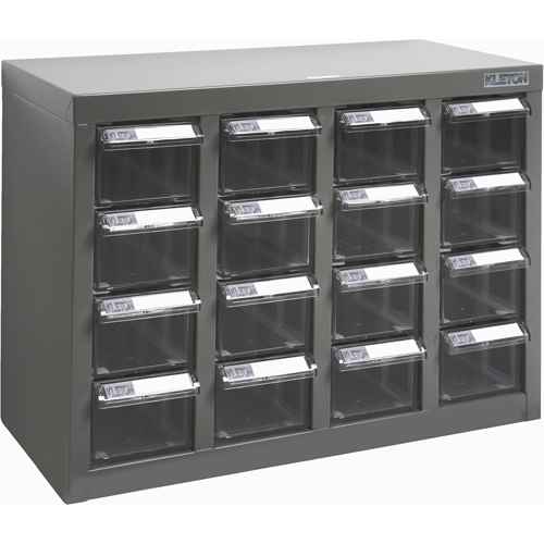 Casiers pour pi&egrave;ces KPC-500, Acier galvanis&eacute;, 16 tiroirs, 18-3/10" x 8-7/10" x 13-4/5", Gris Distribution Industrielle GC