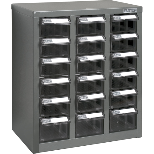KPC-600 Parts Cabinet, Galvanized Steel, 18 Drawers, 13-9/10" x 8-7/10" x 16-3/10", Grey Distribution Industrielle GC