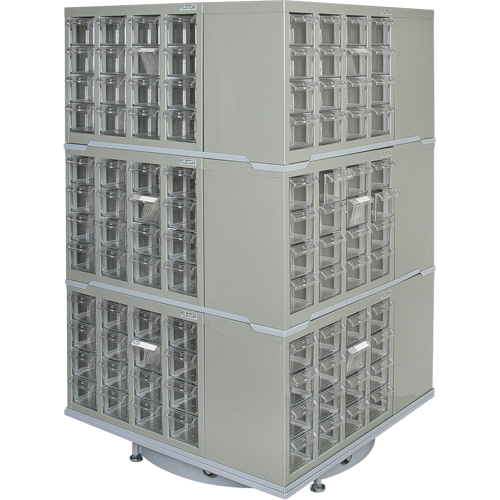 Armoire industrielle robuste avec carrousel &agrave; tiroirs, Acier, 192 tiroirs, 27" la x 27" p x 48" h, Gris Distribution Industrielle GC