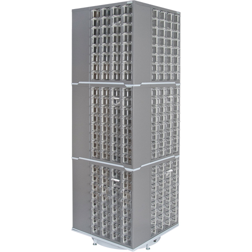 Armoire industrielle robuste avec carrousel &agrave; tiroirs, Acier, 384 tiroirs, 27" la x 27" p x 80" h, Gris Distribution Industrielle GC