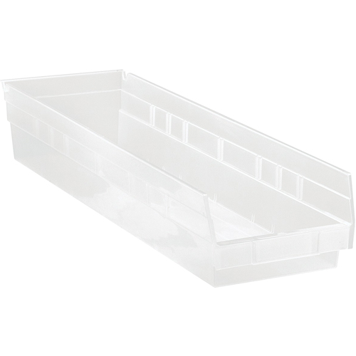 Bacs de rangement pour tablettes, 6-5/8" la x 4" H x 23-5/8" p, Transparent, Capacit&eacute; 50 lb Distribution Industrielle GC
