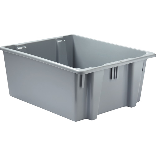 Caisse-palette empilable et emboîtable, 10" x 19,5" x 23,5", Gris Distribution Industrielle GC
