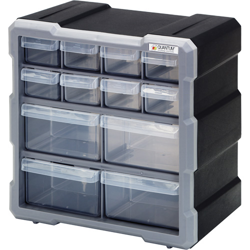 Armoire &agrave; tiroir, Plastique, 12 tiroirs, 10-1/2" x 6-1/4" x 10-1/4", Noir Distribution Industrielle GC