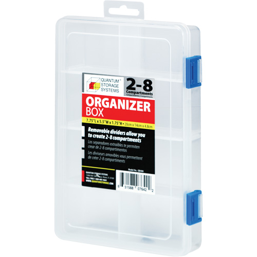 Boîte &agrave; compartiments en plastique, 5,5" la x 7,75" p x 1,75" h, 8 compartiments Distribution Industrielle GC