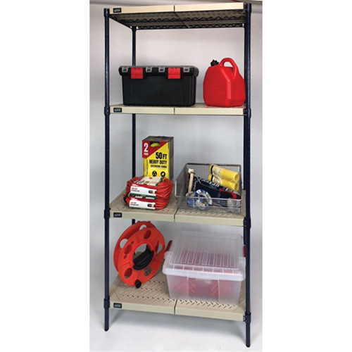 &eacute;tag&egrave;re en fils m&eacute;talliques avec tablettes en plastique, Cadre en fils m&eacute;talliques avec tablettes en plastique, Sans boulons, Capacit&eacute; 600 lb, 30" la x 72" h x 18" p Distribution Industrielle GC