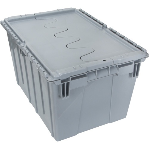 Flip Top Plastic Distribution Container, 21.65" x 15.5" x 12.5", Grey Distribution Industrielle GC