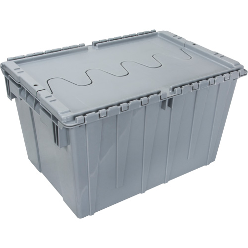 Flip Top Plastic Distribution Container, 21.65" x 15.5" x 12.5", Grey Distribution Industrielle GC