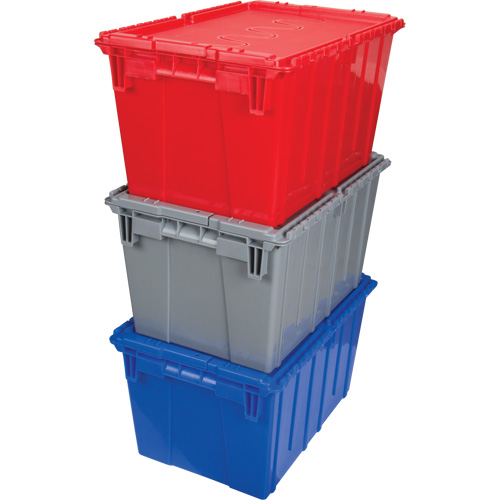 Flip Top Plastic Distribution Container, 21.65" x 15.5" x 12.5", Grey Distribution Industrielle GC