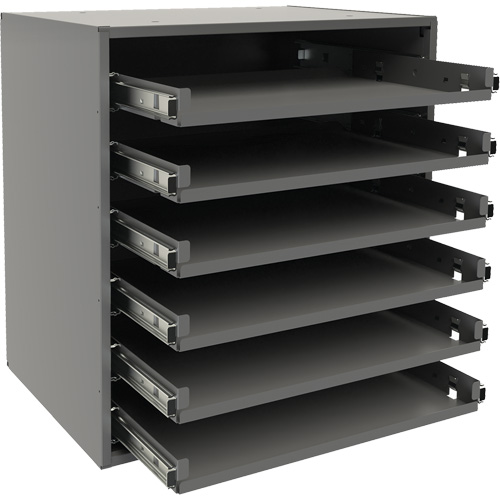 Small Bearing Slide Rack, Steel, 6 Slots, 15-9/16" W x 11-7/8" D x 16-3/8" H, Grey Distribution Industrielle GC