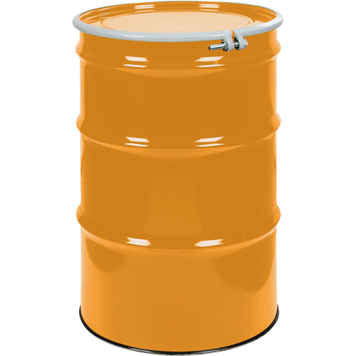 Steel Drums, 55 US gal (45 imp. gal.), Unlined, Orange, Open Top, UN1A2/Y1.5/150, 16 Gauge Distribution Industrielle GC