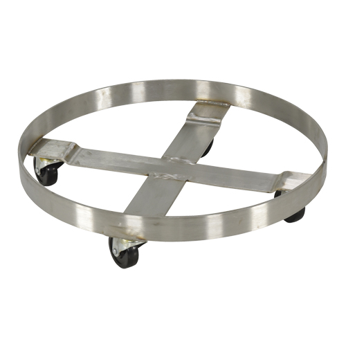 Chariots pour barils, Acier inoxydable, Capacit&eacute;e 800 lb, Diam&egrave;tre 23-1/4", Roue en Caoutchouc Distribution Industrielle GC