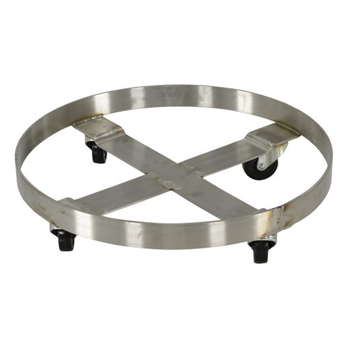 Chariots pour barils, Acier inoxydable, Capacit&eacute;e 800 lb, Diam&egrave;tre 23-1/4", Roue en Caoutchouc Distribution Industrielle GC