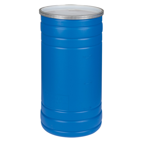 Barils en poly&eacute;thyl&egrave;ne, 15,5 gal. US (12,91 gal. imp.), Dessus ouvert, Bleu Distribution Industrielle GC