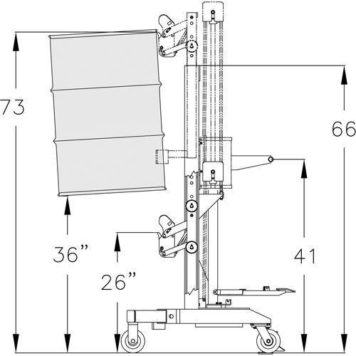 Manipulateur ergonomique de baril &agrave; port&eacute;e &eacute;lev&eacute;, DM-100-HR, 30 - 85 gal. US (25 - 70 gal. imp.) Distribution Industrielle GC
