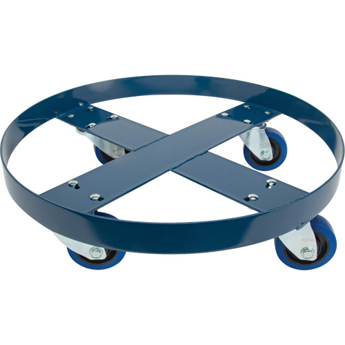 Drum Dolly, Steel, 1400 lbs. Capacity, 24" Diameter, Blue Elastic Casters Distribution Industrielle GC