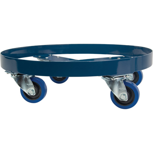 Drum Dolly, Steel, 1400 lbs. Capacity, 24" Diameter, Blue Elastic Casters Distribution Industrielle GC