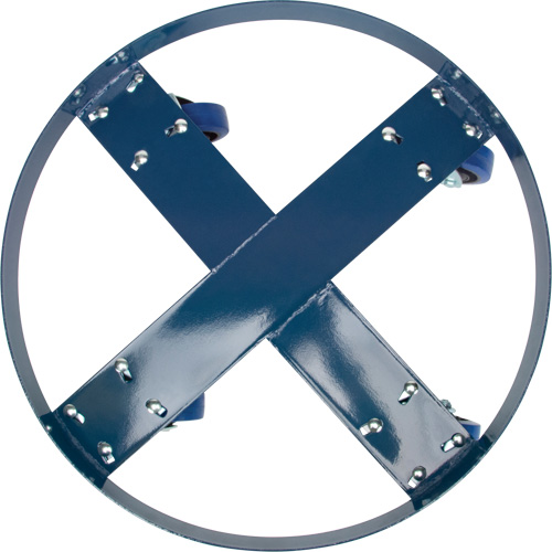 Drum Dolly, Steel, 1400 lbs. Capacity, 24" Diameter, Blue Elastic Casters Distribution Industrielle GC