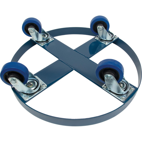 Drum Dolly, Steel, 1400 lbs. Capacity, 24" Diameter, Blue Elastic Casters Distribution Industrielle GC