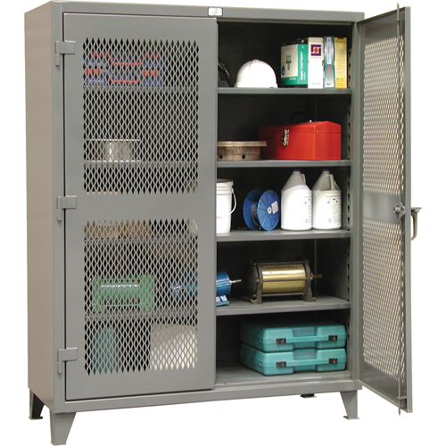 Armoires de rangement robustes ventil&eacute;es, 4 Tablettes, 72" h x 36" la x 24" p, Acier, Gris Distribution Industrielle GC