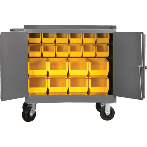 Mobile Workbench Cabinet with Bins, Steel Surface Distribution Industrielle GC