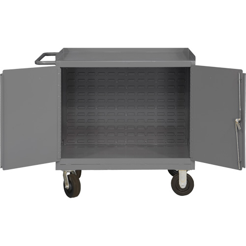 Mobile Workbench Cabinet with Louvered Panel Back, Steel Surface Distribution Industrielle GC