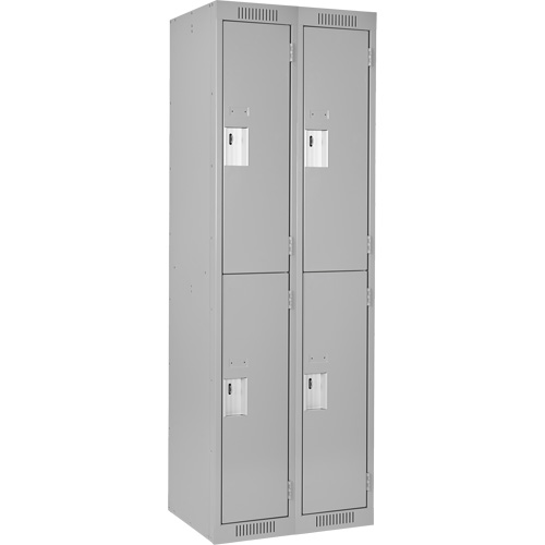 Clean Line Lockers, 2 -tier, Bank of 2, 24" x 18" x 72", Steel, Grey, Rivet (Assembled) Distribution Industrielle GC