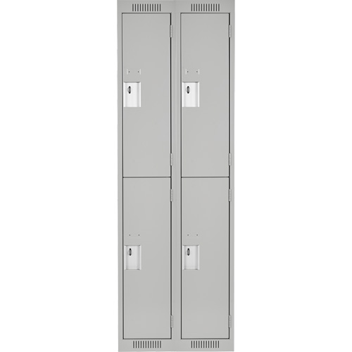 Clean Line Lockers, 2 -tier, Bank of 2, 24" x 18" x 72", Steel, Grey, Rivet (Assembled) Distribution Industrielle GC