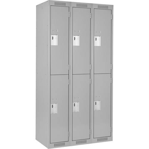 Clean Line Lockers, 2 -tier, Bank of 3, 36" x 18" x 72", Steel, Grey, Rivet (Assembled) Distribution Industrielle GC
