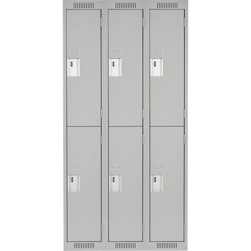 Clean Line Lockers, 2 -tier, Bank of 3, 36" x 18" x 72", Steel, Grey, Rivet (Assembled) Distribution Industrielle GC