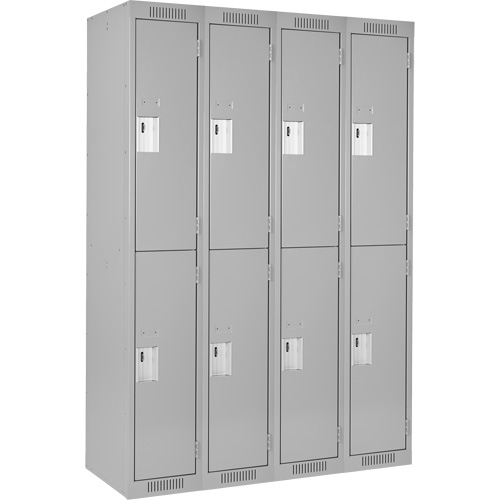 Clean Line Lockers, 2 -tier, Bank of 4, 48" x 18" x 72", Steel, Grey, Rivet (Assembled) Distribution Industrielle GC
