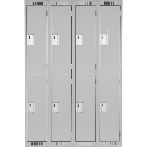 Clean Line Lockers, 2 -tier, Bank of 4, 48" x 18" x 72", Steel, Grey, Rivet (Assembled) Distribution Industrielle GC