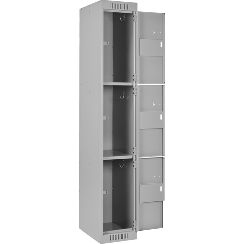 Clean Line Lockers, 3 -tier, Bank of 3, 36" x 18" x 72", Steel, Grey, Rivet (Assembled) Distribution Industrielle GC
