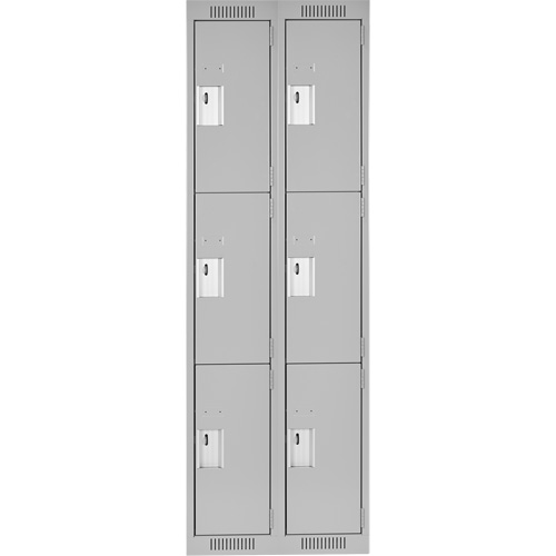 Clean Line Lockers, 3 -tier, Bank of 2, 24" x 18" x 72", Steel, Grey, Rivet (Assembled) Distribution Industrielle GC