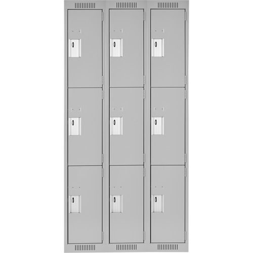 Clean Line Lockers, 3 -tier, Bank of 3, 36" x 18" x 72", Steel, Grey, Rivet (Assembled) Distribution Industrielle GC