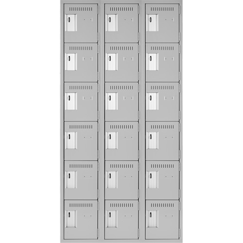 Clean Line Lockerettes, 6 -tier, Bank of 3, 36" x 18" x 72", Steel, Grey, Rivet (Assembled) Distribution Industrielle GC
