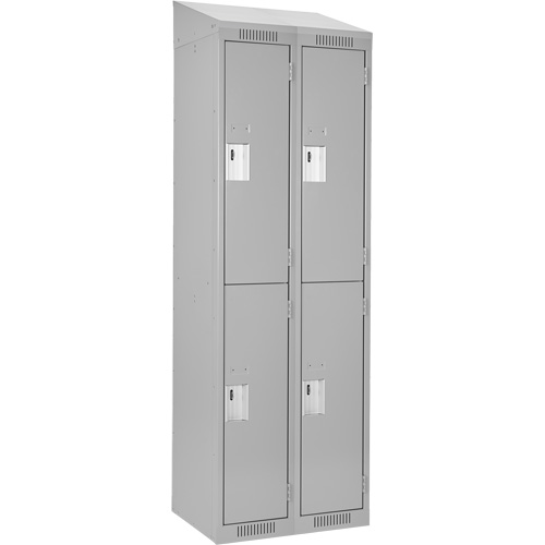 Casiers Clean Line, 2 niveaux, Bloc de 2, 24" x 18" x 78", Acier, Gris, Rivet (assembl&eacute;) Distribution Industrielle GC