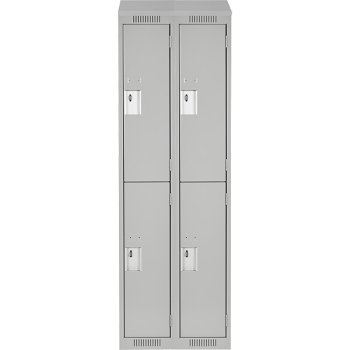 Casiers Clean Line, 2 niveaux, Bloc de 2, 24" x 18" x 78", Acier, Gris, Rivet (assembl&eacute;) Distribution Industrielle GC