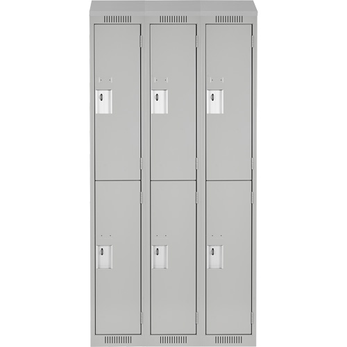 Casiers Clean Line, 2 niveaux, Bloc de 3, 36" x 18" x 78", Acier, Gris, Rivet (assembl&eacute;) Distribution Industrielle GC
