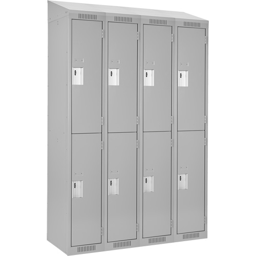 Clean Line Lockers, 2 -tier, Bank of 4, 48" x 18" x 78", Steel, Grey, Rivet (Assembled) Distribution Industrielle GC