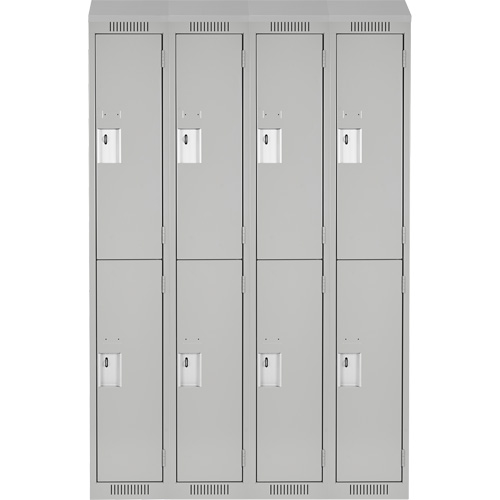 Clean Line Lockers, 2 -tier, Bank of 4, 48" x 18" x 78", Steel, Grey, Rivet (Assembled) Distribution Industrielle GC