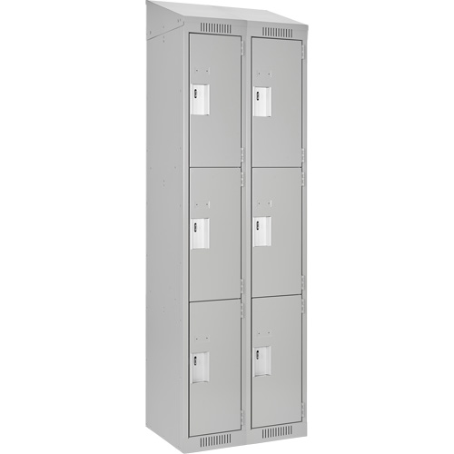 Casiers Clean Line, 3 niveaux, Bloc de 2, 24" x 18" x 78", Acier, Gris, Rivet (assembl&eacute;) Distribution Industrielle GC