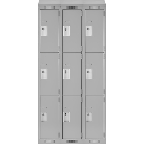 Casiers Clean Line, 3 niveaux, Bloc de 3, 36" x 18" x 78", Acier, Gris, Rivet (assembl&eacute;) Distribution Industrielle GC