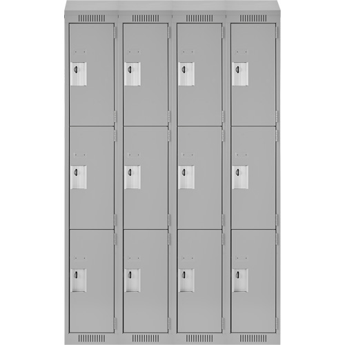 Casiers Clean Line, 3 niveaux, Bloc de 4, 48" x 18" x 78", Acier, Gris, Rivet (assembl&eacute;) Distribution Industrielle GC