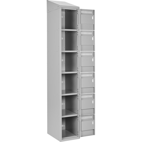 Petits casiers Clean Line, 6 niveaux, Bloc de 3, 36" x 18" x 78", Acier, Gris, Rivet (assembl&eacute;) Distribution Industrielle GC